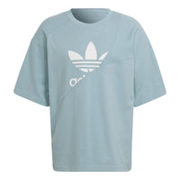 adidas originals Sports Large Logo Solid Color Splicing Short Sleeve Gray Green HC4509