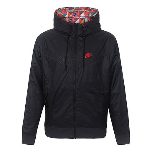 Nike Sportswear Windrunner Sports Printing hooded padded Jacket Black BV4343-010