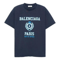 (WMNS) Balenciaga College 1917 Medium Fit T-Shirt 'Blue' 612965TMV954140