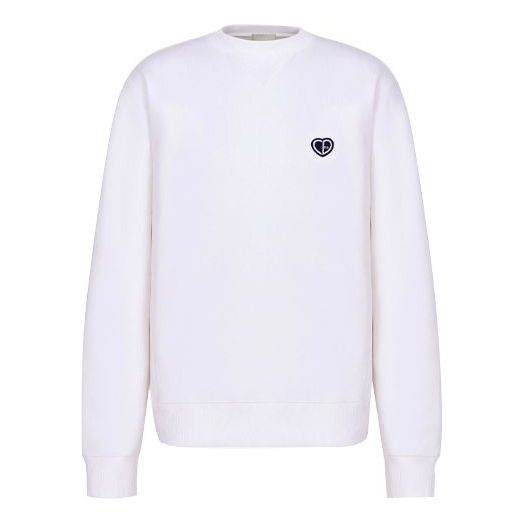 Men's DIOR SS22 Cotton Fleece Material Loose Long Sleeves White 213J687A0531-C001