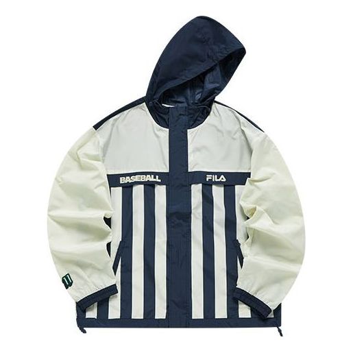 Men's FILA FUSION Stripe Contrasting Colors Loose hooded Jacket Gray T11M132701F-DY