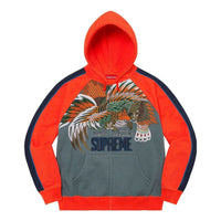 Supreme Falcon Raglan Zip Up Hooded Sweatshirt 'Orange Grey' SUP-SS23-037