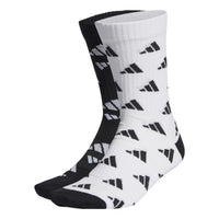 adidas 3-Stripes Graphic Sport Socks 2 Pairs 'White Black' HE2963