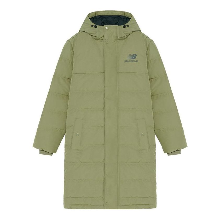 New Balance NB Logo Print Long Down Jacket Asia Sizing 'Green' AMJ93550-CGN