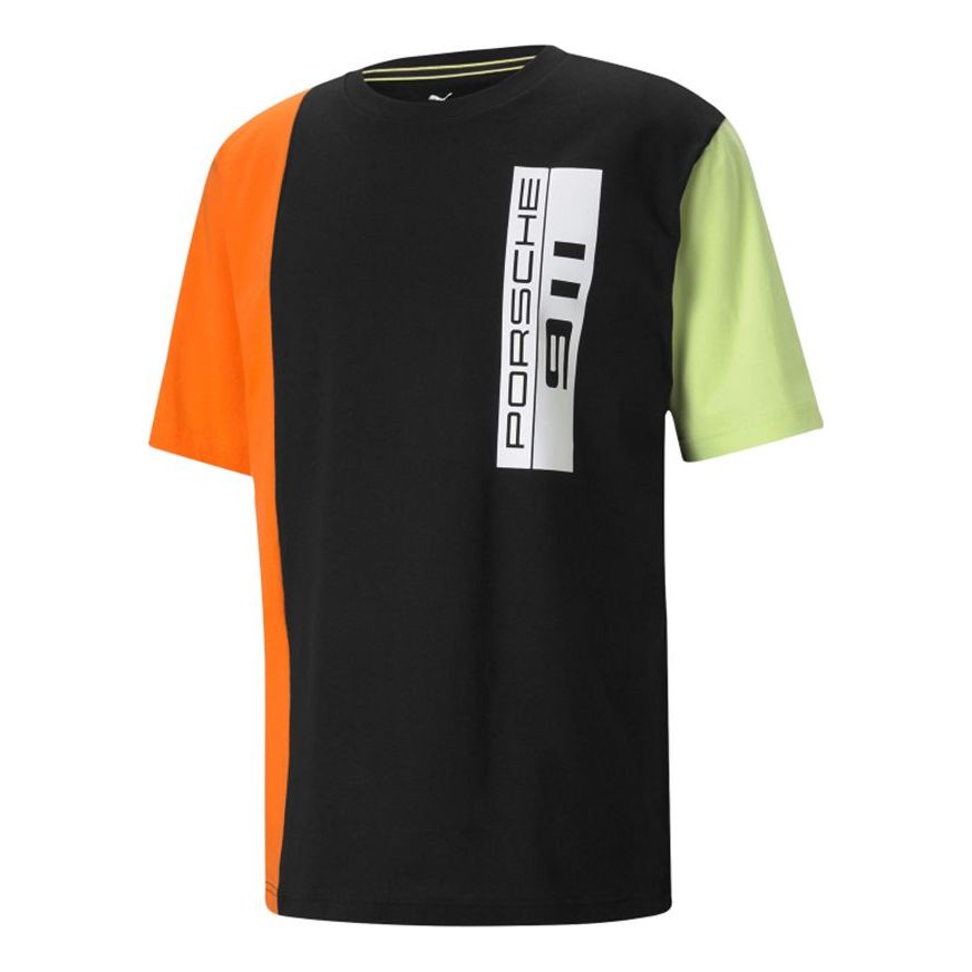 PUMA Pl Statement Colorblock Sports Round Neck Short Sleeve Black 599728-01
