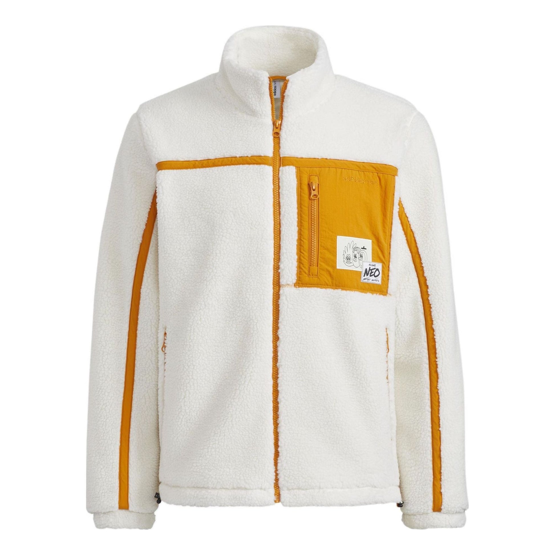 adidas neo U Radio W Jkt Contrasting Colors Pocket Fleece Stay Warm Sports Stand Collar Jacket Couple Style Pink White HG9039