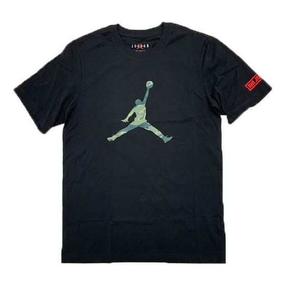 Air Jordan City Of Flight Flying Man Printing Short Sleeve Black AT9180-010