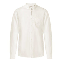 Men's Burberry Logo Solid Color Long Sleeves Shirt Creamy White 38658271