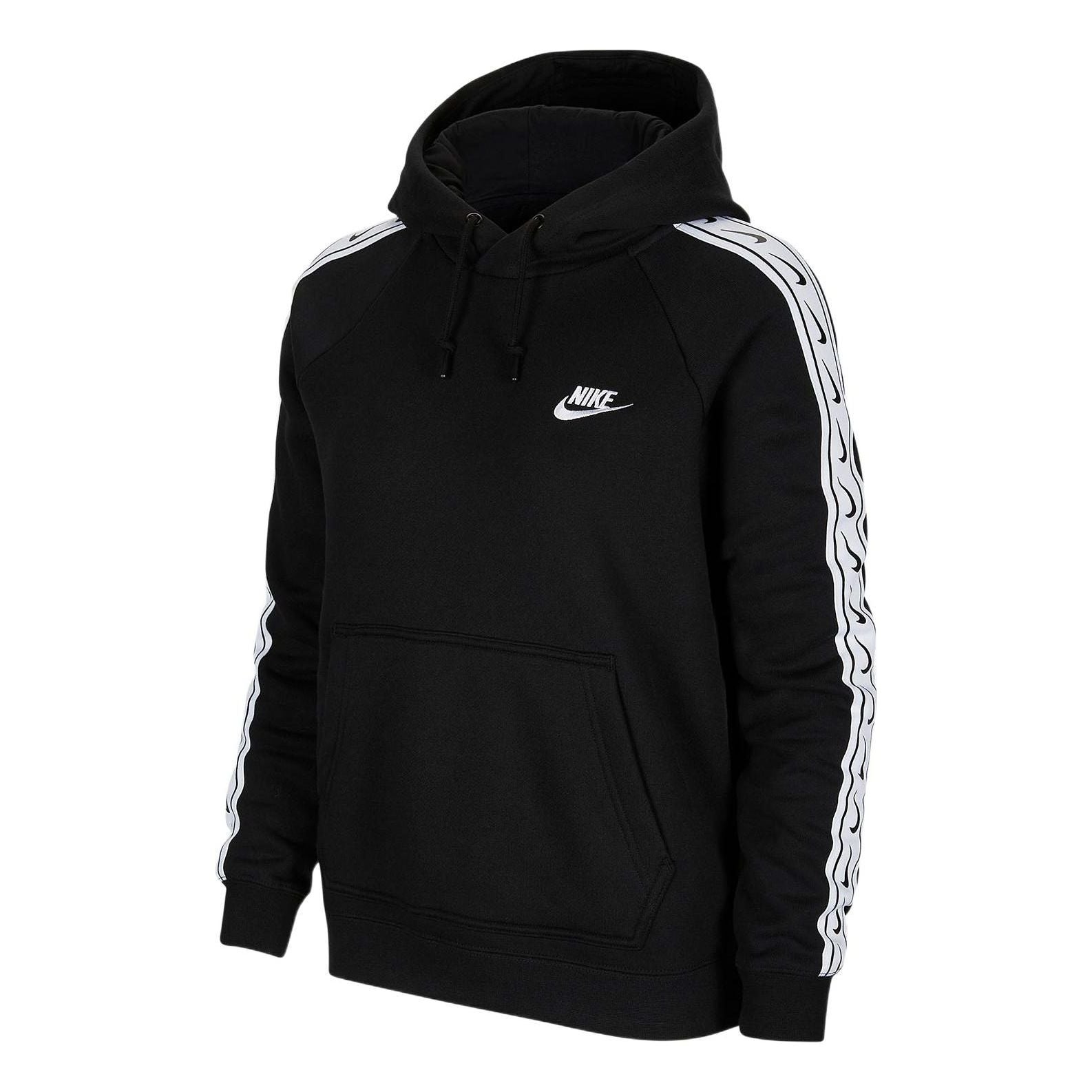 (WMNS) Nike Club Woven Allover Print Hoodie 'Black' CU9262-010