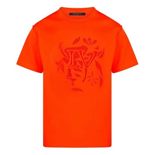 LOUIS VUITTON LV Vegetal Lace Embroidered Slightly Loose Version For Men Orange 1A7QO