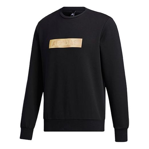 adidas Printing Round Neck Pullover Athleisure Casual Sports Knit Black GH4414