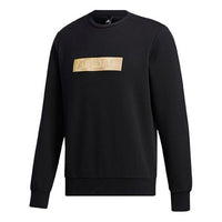 adidas Printing Round Neck Pullover Athleisure Casual Sports Knit Black GH4414