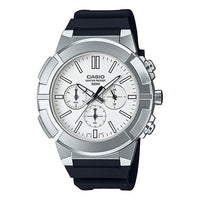Casio Dress Classic Minimalistic Analog Watch 'White Black Silver' MTP-E500-7AV