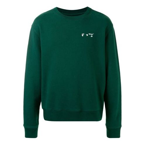 Men's Off-White Logo Printing Pullover Green OMBA025E20FLE0015701