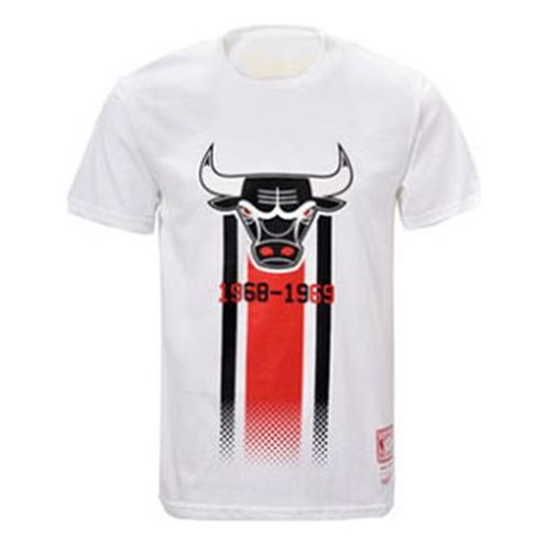 Mitchell & Ness NBA Series Chicago Bulls Printing Short Sleeve Couple Style White MN13S26-CHI-WHITE