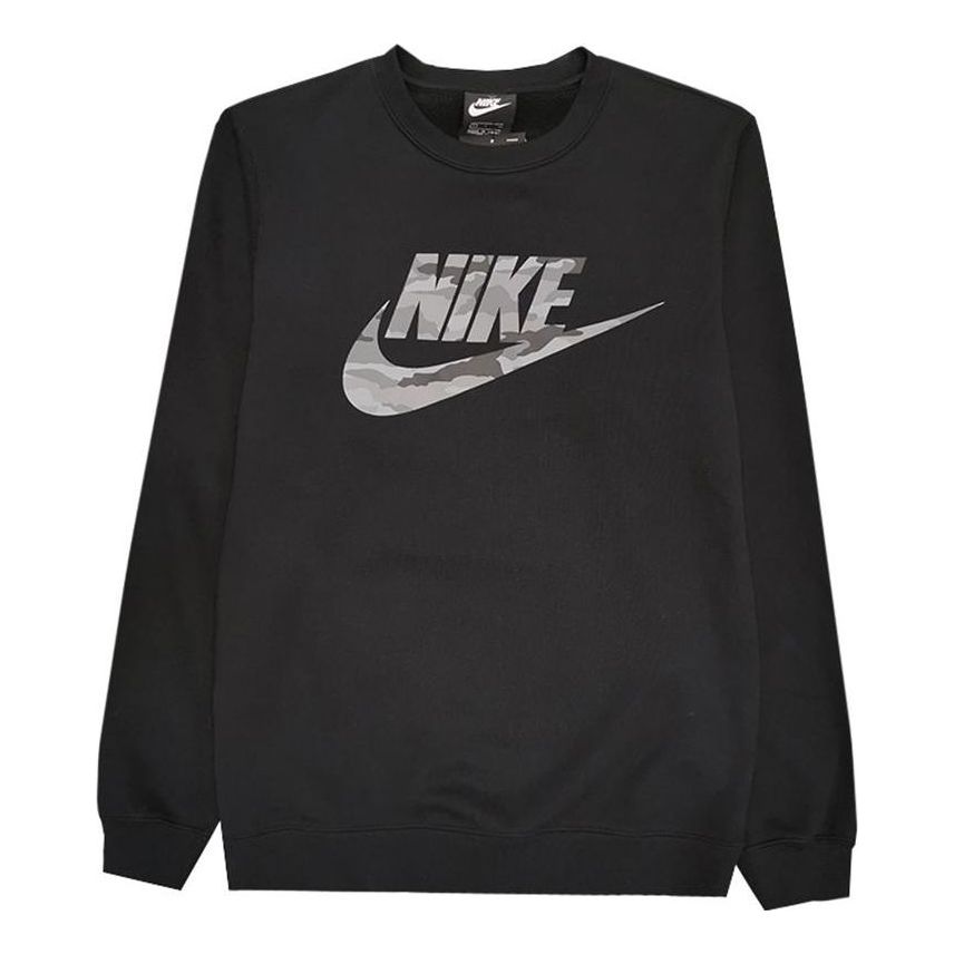 Nike camouflage front logo long sleeves sweatshirt 'Black'  CU4526-010
