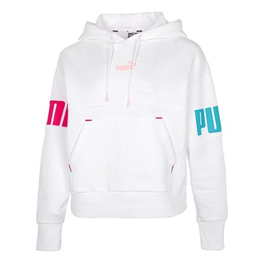 (WMNS) PUMA Contrasting Colors Alphabet Logo Pattern Loose Hoodie White 670957-02