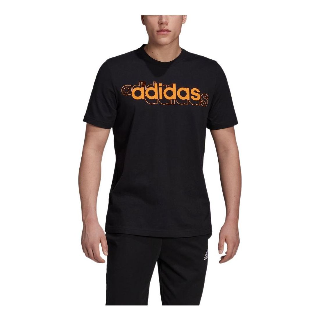 adidas Casual Sports Round Neck Logo Solid Color Short Sleeve Black HG3628