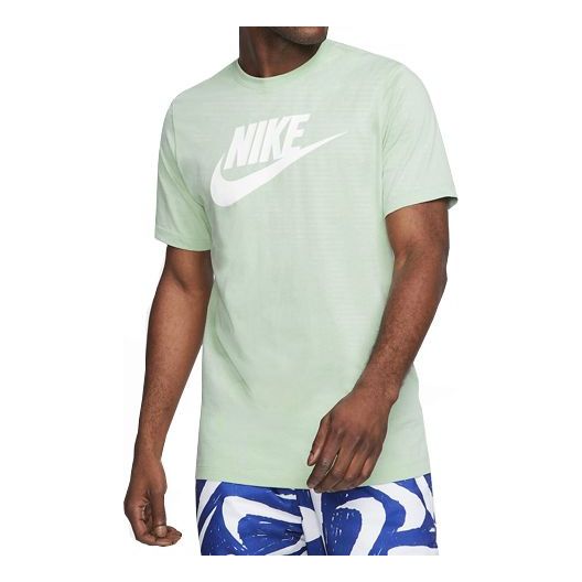 Nike Sportswear Large Logo Alphabet Printing Short Sleeve light green AR5005-321