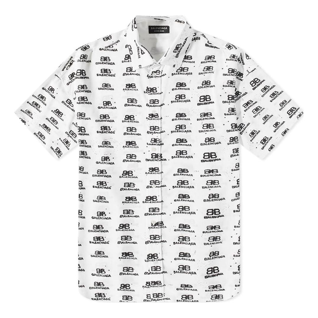 Balenciaga BB Logo Oversized Shirt 'White Black' 725382TNL889040
