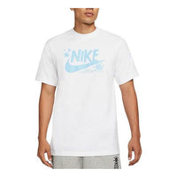 Men's Nike Minimalistic Alphabet Logo Printing Round Neck Sports Short Sleeve White T-Shirt DR7808-100