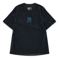 FILA FUSION Gradient Alphabet Printing Double Layer Knit Short Sleeve Dark Black T-Shirt T11W125108F-BK