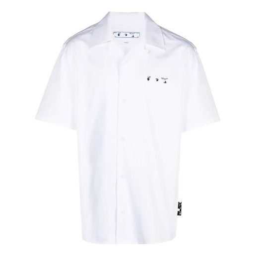 Off-White SS21 Logo Printing lapel Short Sleeve Shirt Version White OMGA163S21FAB0090145