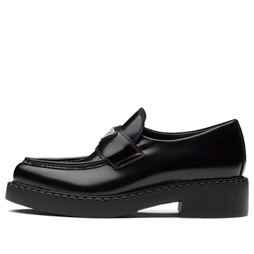 (WMNS) PRADA Chocolate Sharp loafers 'Black Brushed Leather' 1D673M-055-F0002-F-050