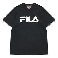 Men's FILA FUSION Rock Logo Printing Sports Short Sleeve Dark Black T-Shirt T11M133105F-BK