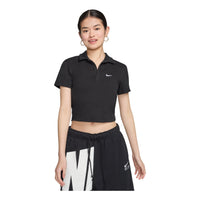 (WMNS) Nike Sportswear Essential Polo Shirt Asia Sizing 'Black White' DV7885-010