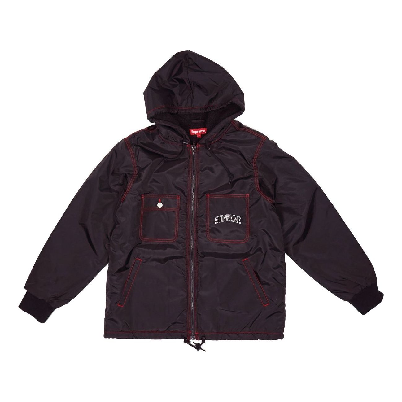 Supreme FW18 Sherpa Lined Nylon Zip Up Jacket Black SUP-FW18-501