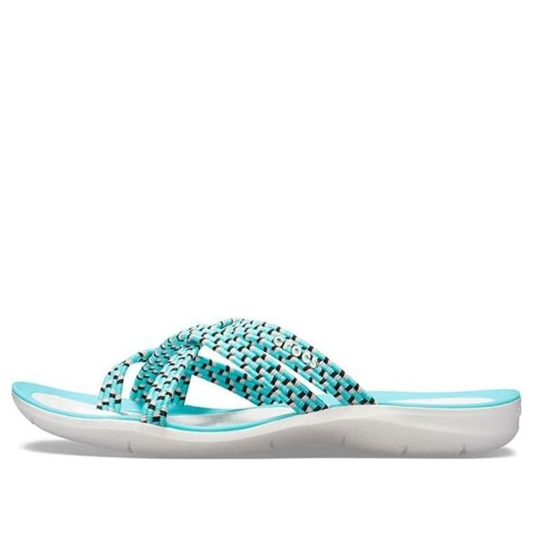 (WMNS) Crocs Knitted Flip-Flops Blue White 205728-4DY