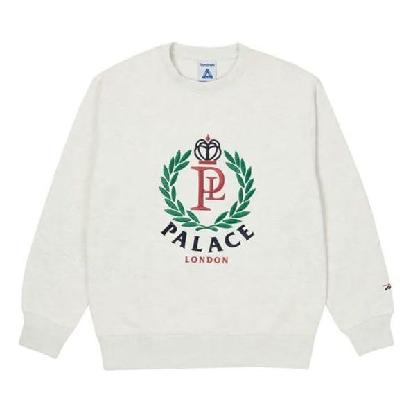 PALACE x Reebok Unisex PL Logo Round-neck Sweatshirt White P20RBKCW001