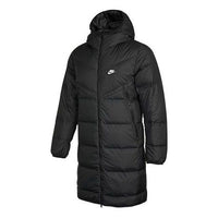 Nike Logo Mid-Length Sports Hooded Down Jacket 'Black' DD6788-010