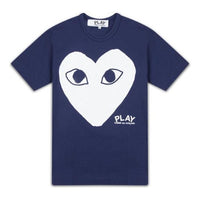 COMME des GARCONS PLAY White Heart Shape Logo Short Sleeve Tee 'Navy Blue' AZ-T180-051-1