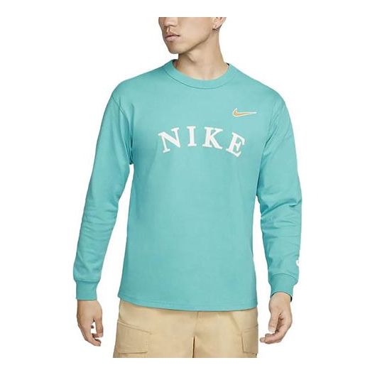 Men's Nike Alphabet Logo Printing Round Neck Pullover Long Sleeves Blue T-Shirt DV0529-392