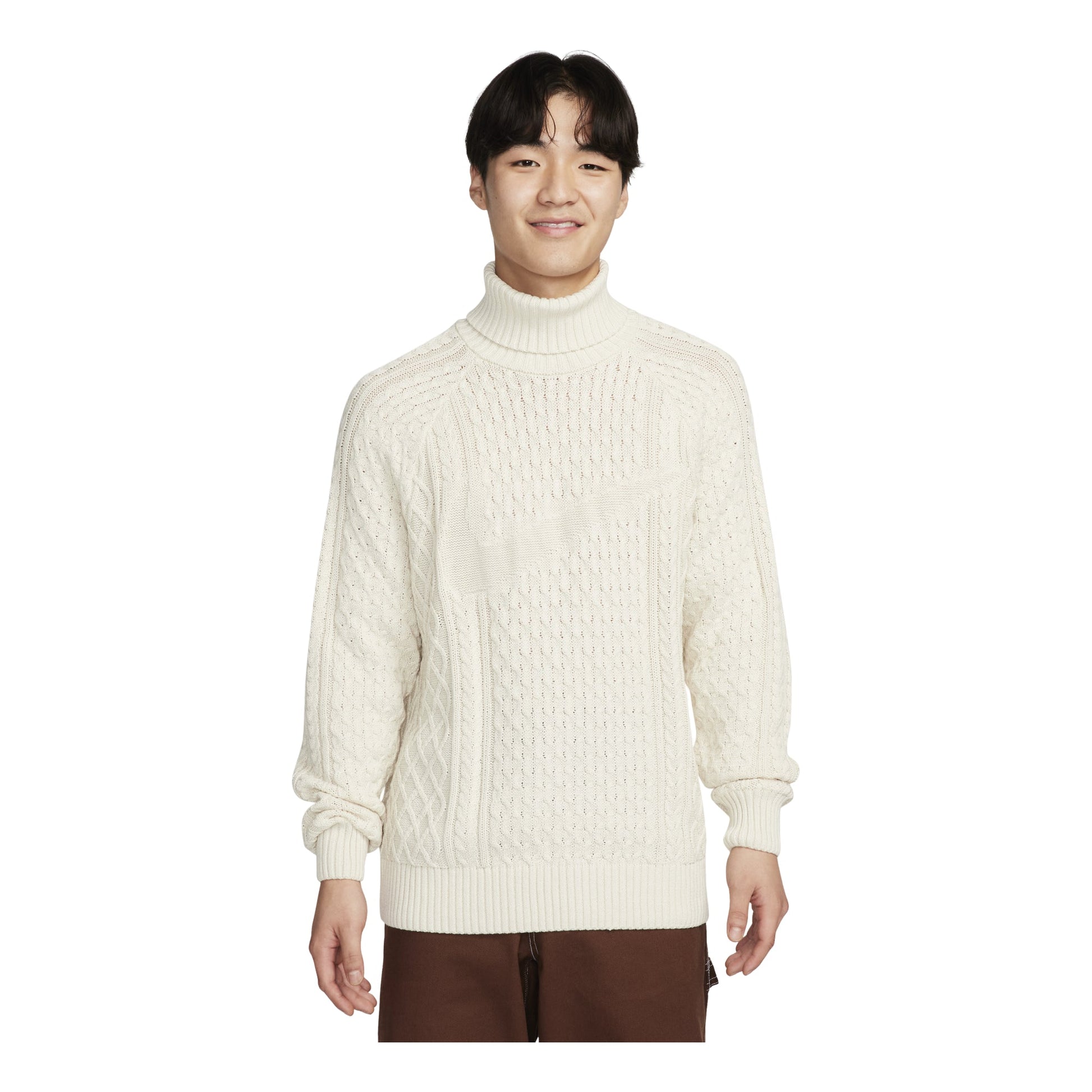 Nike Cable Knit Turtleneck Sweaters 'Beige' FB7771-072