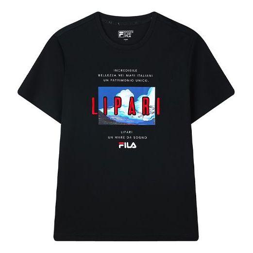FILA Letter Pattern Round Collar Male Black F11M128109F-BK