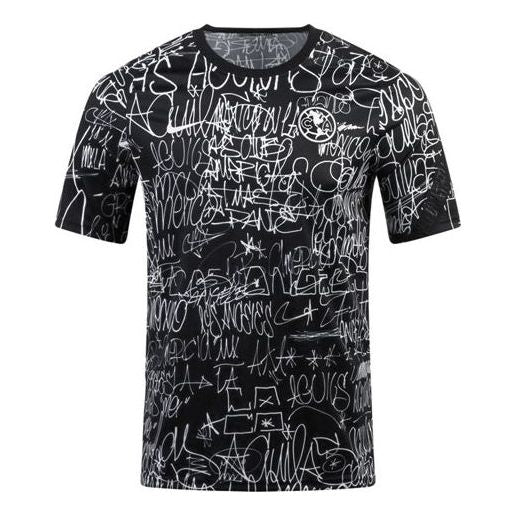 Nike Dri-FIT Graffiti Full Print Round Neck Quick Dry Breathable Soccer/Football Short Sleeve Black DB9078-100