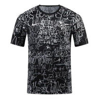 Nike Dri-FIT Graffiti Full Print Round Neck Quick Dry Breathable Soccer/Football Short Sleeve Black DB9078-100