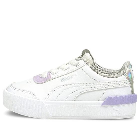 (TD) PUMA Carina Lift Shine Casual Board Shoes White/Purple 380554-01
