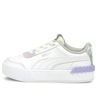 (TD) PUMA Carina Lift Shine Casual Board Shoes White/Purple 380554-01