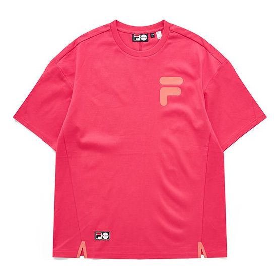 FILA FUSION Logo Printing Loose Sports Short Sleeve Couple Style Red T11U126101A-PC