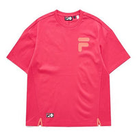 FILA FUSION Logo Printing Loose Sports Short Sleeve Couple Style Red T11U126101A-PC