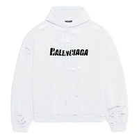 Balenciaga Caps Destroyed Hoodie 'White' 659403TKVB69040