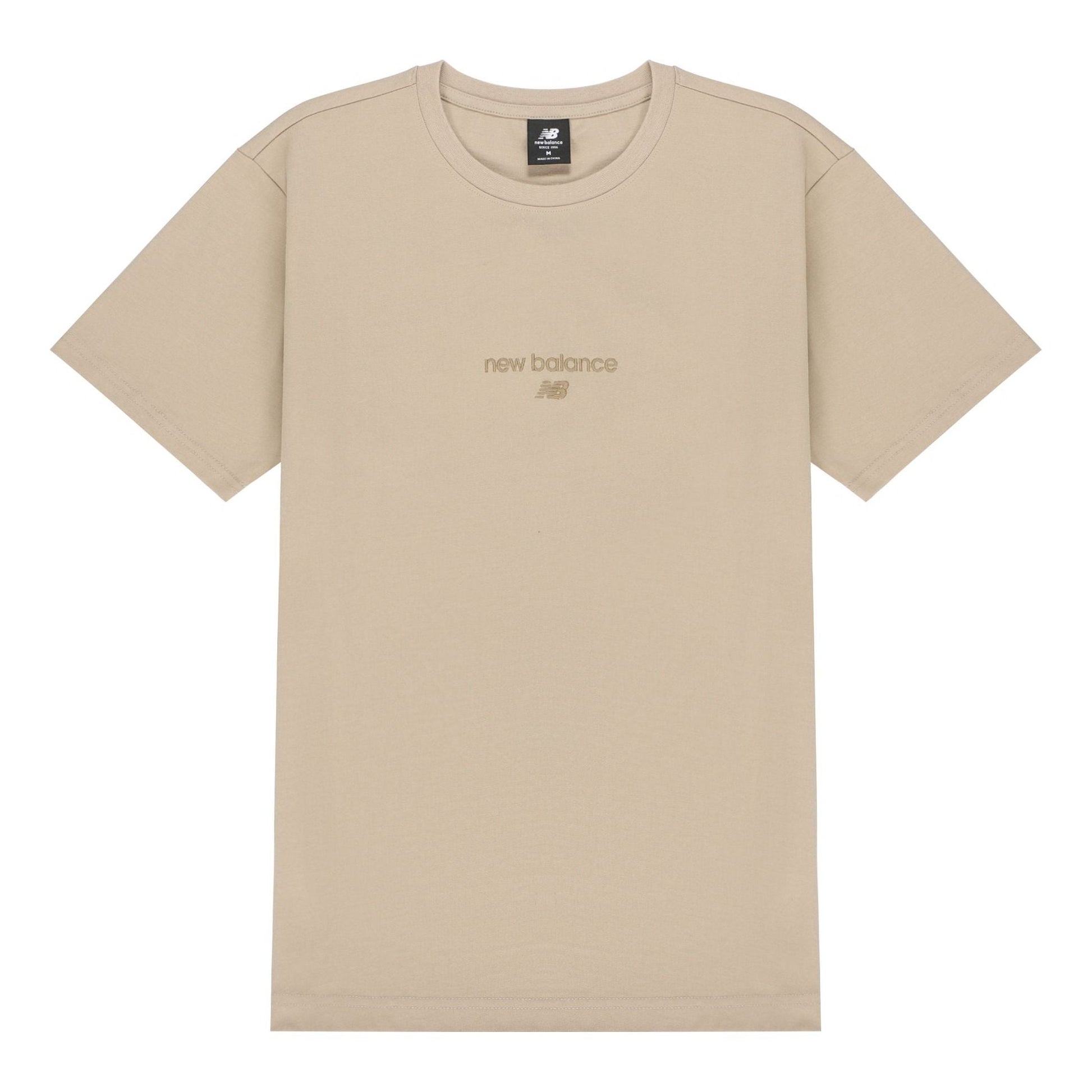 New Balance Logo Embroidered Knit Sports Round Neck Short Sleeve Light Grey T-Shirt AMT21548-PEB