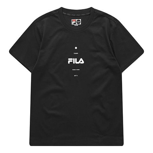 Men's FILA FUSION Logo Printing Round Neck Short Sleeve Black T11M121101F-BK