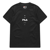 Men's FILA FUSION Logo Printing Round Neck Short Sleeve Black T11M121101F-BK