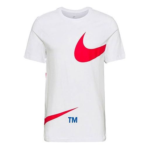 Men's Nike Broken Swoosh Printing Logo Sports Round Neck Short Sleeve White T-Shirt DD3349-100