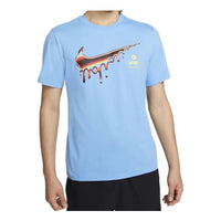 Men's Nike Large Logo Printing Round Neck Pullover Short Sleeve Blue T-Shirt DR8065-412